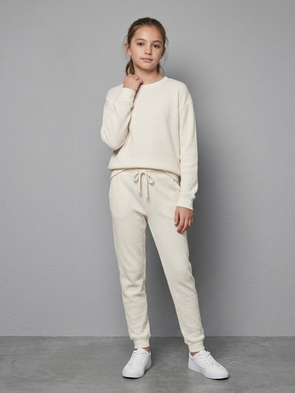 Treasure & Bond Girl's Ivory Dove Heather Joggers